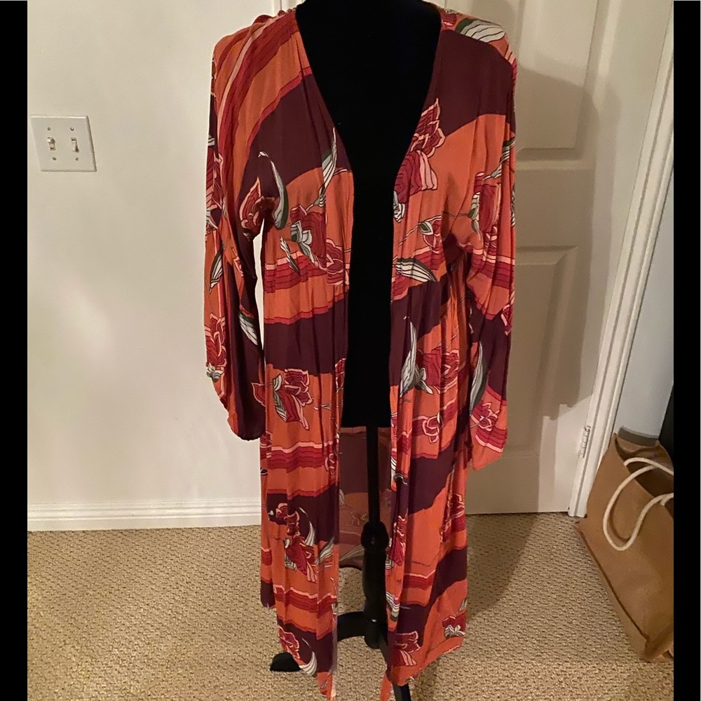 Novella Royale Rust and Burgundy Floral Duster
